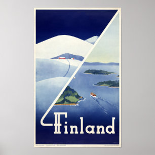 Finland Vintage Travel Poster Restored