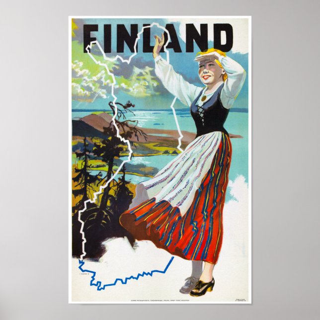 Finland Vintage Travel Poster Restored (Front)