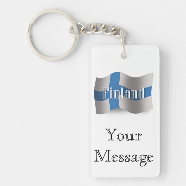 Finland Waving Flag Keychain (Front)