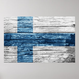 Finland wooden flag poster