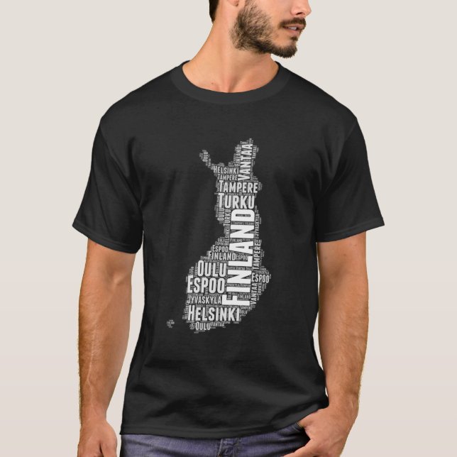 Finland Word Cloud Country Map T-Shirt (Front)