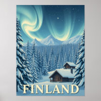 Finlande Aurore Boréale Impression de Poster de Ca