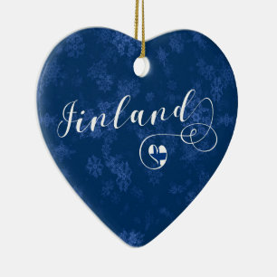 Finlande Coeur, Ornement Arbre de Noël, Finnois