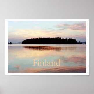 Finlande (Island Sunset) Poster avec texte