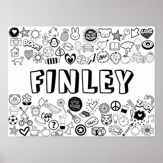 'FINLEY' Colour-it-Yourself Outline Design Poster (Front)