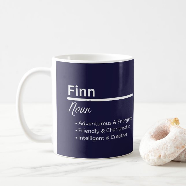 Finn Boy Personalized Name Definition Coffee Mug (With Donut)