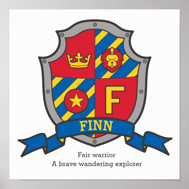 Finn boys F nom signifiant affiche de bouclier her (Devant)