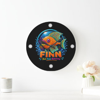 Finn the Dolphin – “Ride the Waves of Wonder”  Large Clock