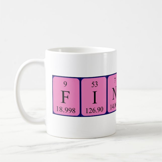 Finnegan periodic table name mug (Left)