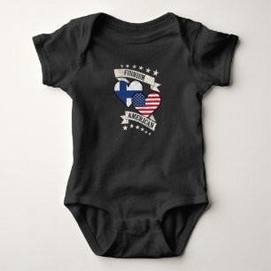 Finnish American Heart Flags Finland America Baby Bodysuit