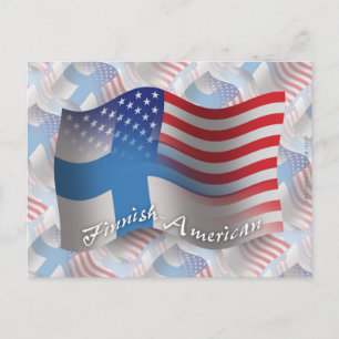 Finnish-American Waving Flag Postcard