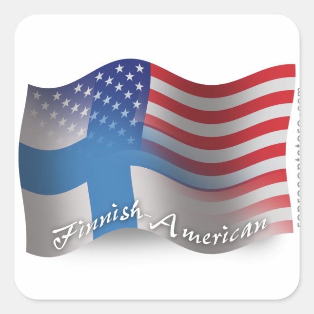 Finnish-American Waving Flag Square Sticker (Front)