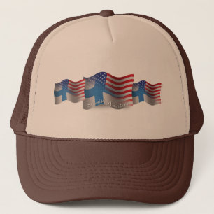 Finnish-American Waving Flag Trucker Hat