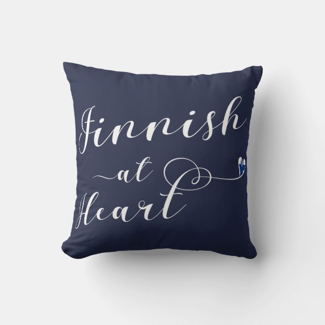 Finnish At Heart Throw Cushion, Finland Pillow (Front)