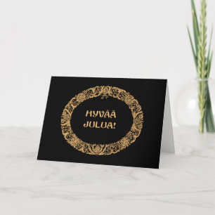 Finnish Christmas Wreath Card Gold-effect on Black