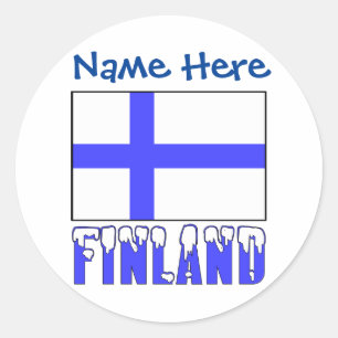 Finnish Flag and Finland Blue Personalization  Classic Round Sticker