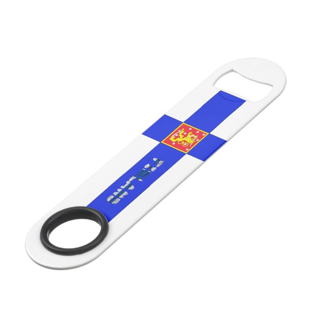 Finnish flag-coat of arms bar key (Front Angled)
