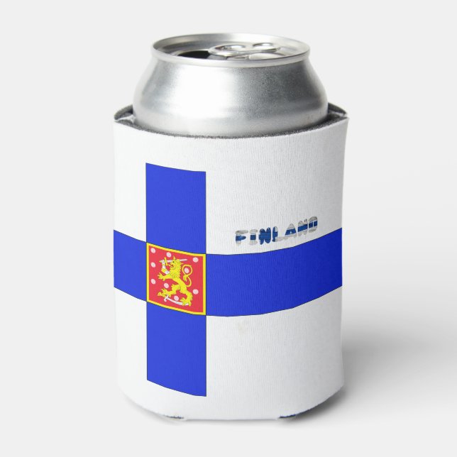 Finnish flag-coat of arms  can cooler (Can Front)