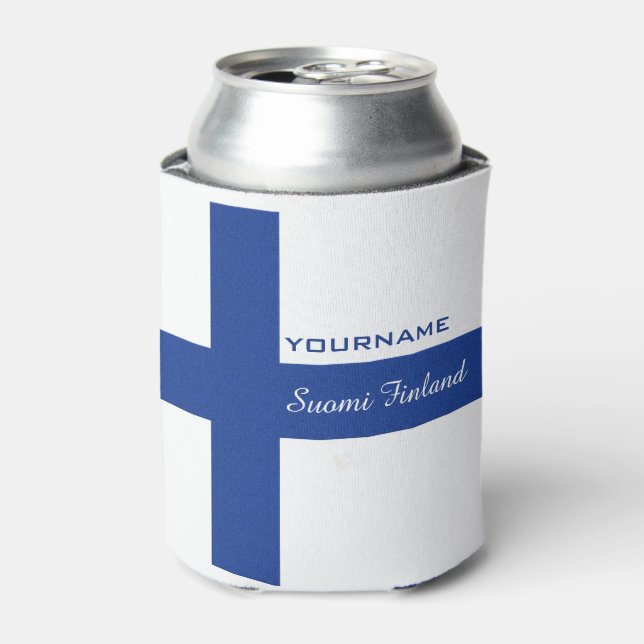 Finnish Flag custom can cooler (Can Front)