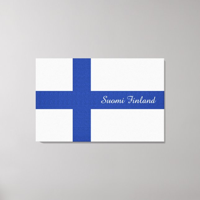 Finnish Flag custom text canvas print (Front)