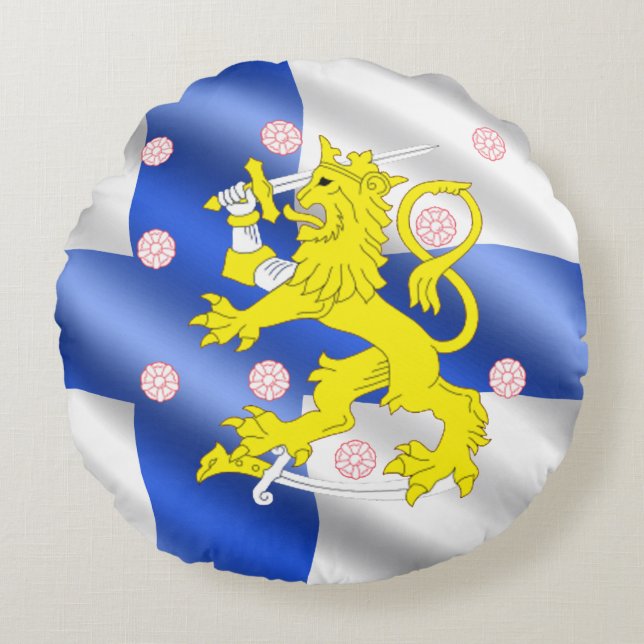 Finnish flag round pillow (Front)