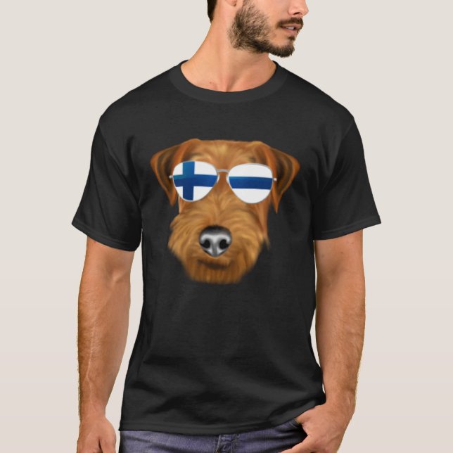 Finnish Flag Welsh Terrier Dog Finland Pocket T-Shirt (Front)