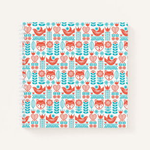 Finnish Fox & Bird Folk Art Pattern Notebook