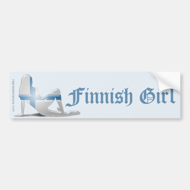 Finnish Girl Silhouette Flag Bumper Sticker (Front)