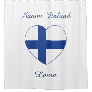 Finnish Heart Flag custom shower curtain
