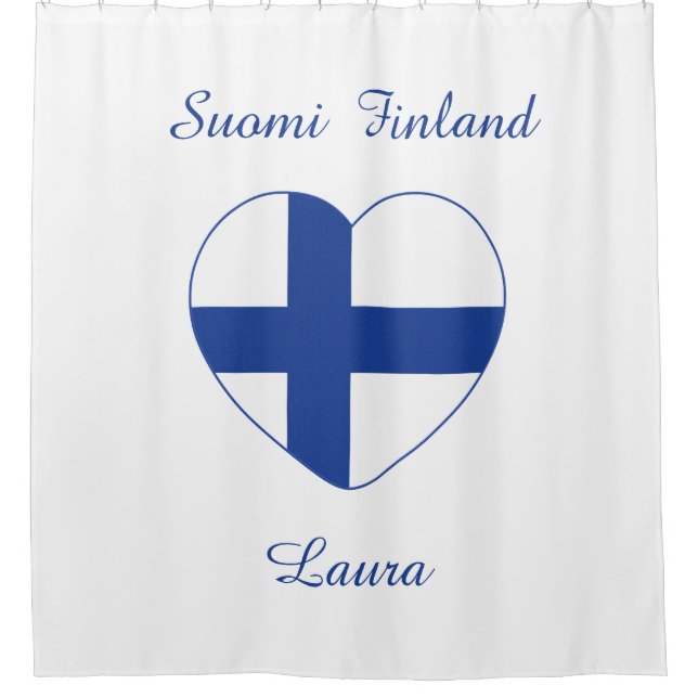 Finnish Heart Flag custom shower curtain (Front)