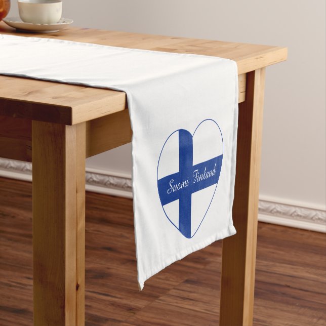 Finnish Heart Flag custom table runners (In Situ)