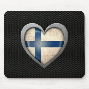 Finnish Heart Flag Steel Mesh Effect Mouse Pad