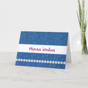 FINNISH Hyvaa joulua Snowflakes BLUE  Background Holiday Card