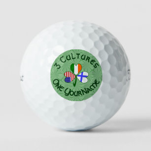 Finnish Irish American Flags Shamrock Personalized Golf Balls