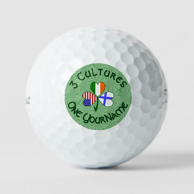 Finnish Irish American Flags Shamrock Personalized Golf Balls (Front)