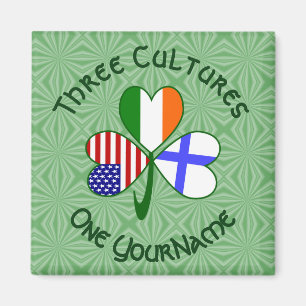 Finnish Irish American Flags Shamrock Your Name Magnet