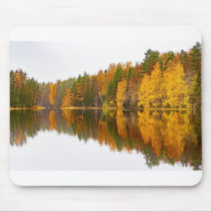 Finnish lake with mirror image in fall season.JPG Mouse Pad