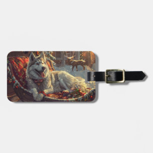 Finnish Laphund Dog Christmas Festive Luggage Tag