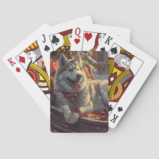 Finnish Laphund Dog Christmas Festive Playing Cards (Back)