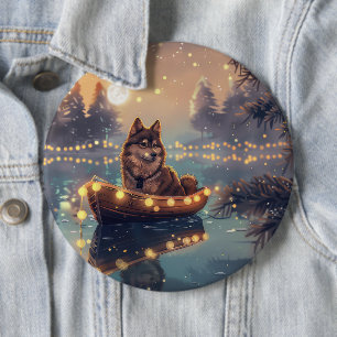 Finnish Lapphund Christmas Festive Voyage 6 Inch Round Button
