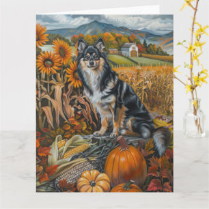 Finnish Lapphund Dog Autumn Harvest Thanksgiving Card