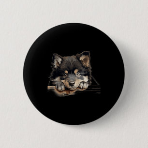 Finnish Lapphund Dog Mom Dad Peeking Puppy 2 Inch Round Button