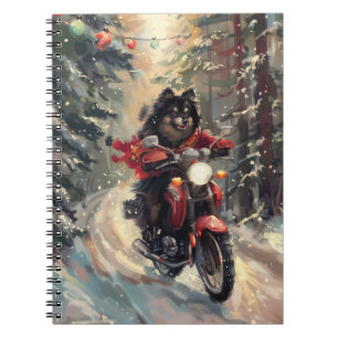 Finnish Lapphund Dog Riding Motorcycle Christmas Notebook