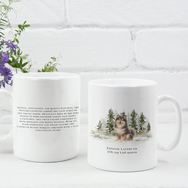Finnish Lapphund Dog Watercolor Breed Quote Coffee Mug (Creator Uploaded)