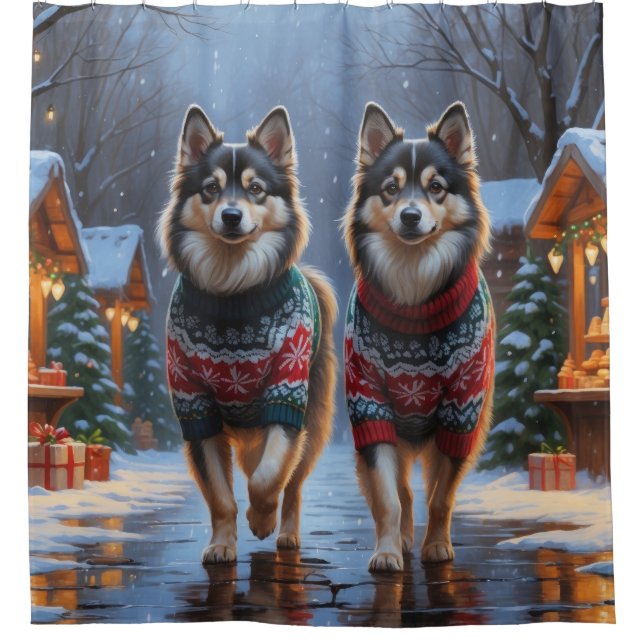 Finnish Lapphund Dogs Christmas Snow Holiday (Front)