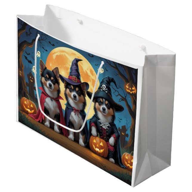 Finnish Lapphund Dogs Pumpkin Halloween Funny Large Gift Bag (Front Angled)