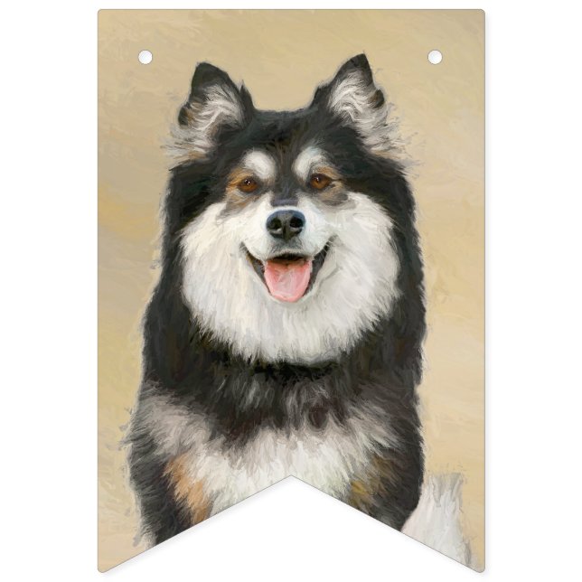 Finnish Lapphund Painting - Cute Original Dog Art Bunting Flags (First Flag)