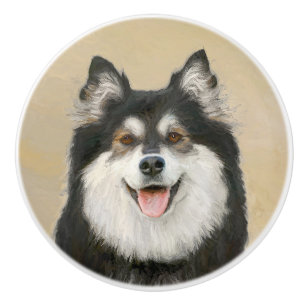 Finnish Lapphund Painting - Cute Original Dog Art Ceramic Knob