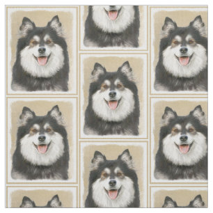 Finnish Lapphund Painting - Cute Original Dog Art Fabric