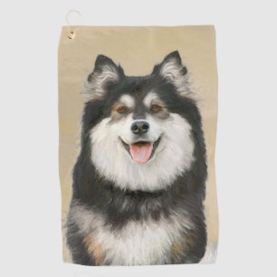 Finnish Lapphund Painting - Cute Original Dog Art Golf Towel